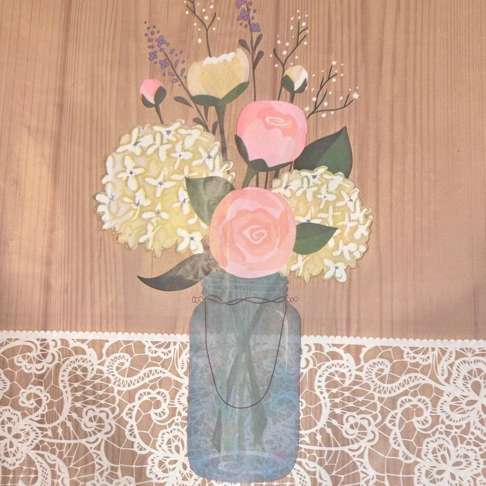 Creative Converting Floral Mason Jar Plastic Table‎ Cover 54x102 inch disposable